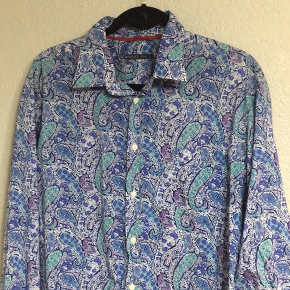 Mason Other - Mason Men’s Shirt Paisley Blue Pink Large